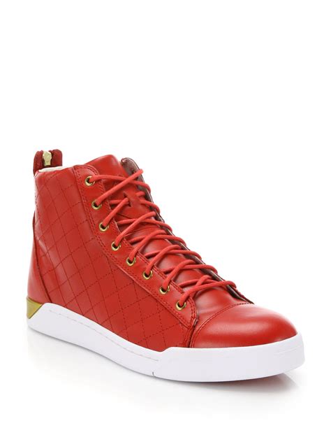 leather hi top sneakers womens